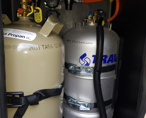 Kombinierte Anlage mit ALUGAS Tankflasche und 11 kg Gasflasche