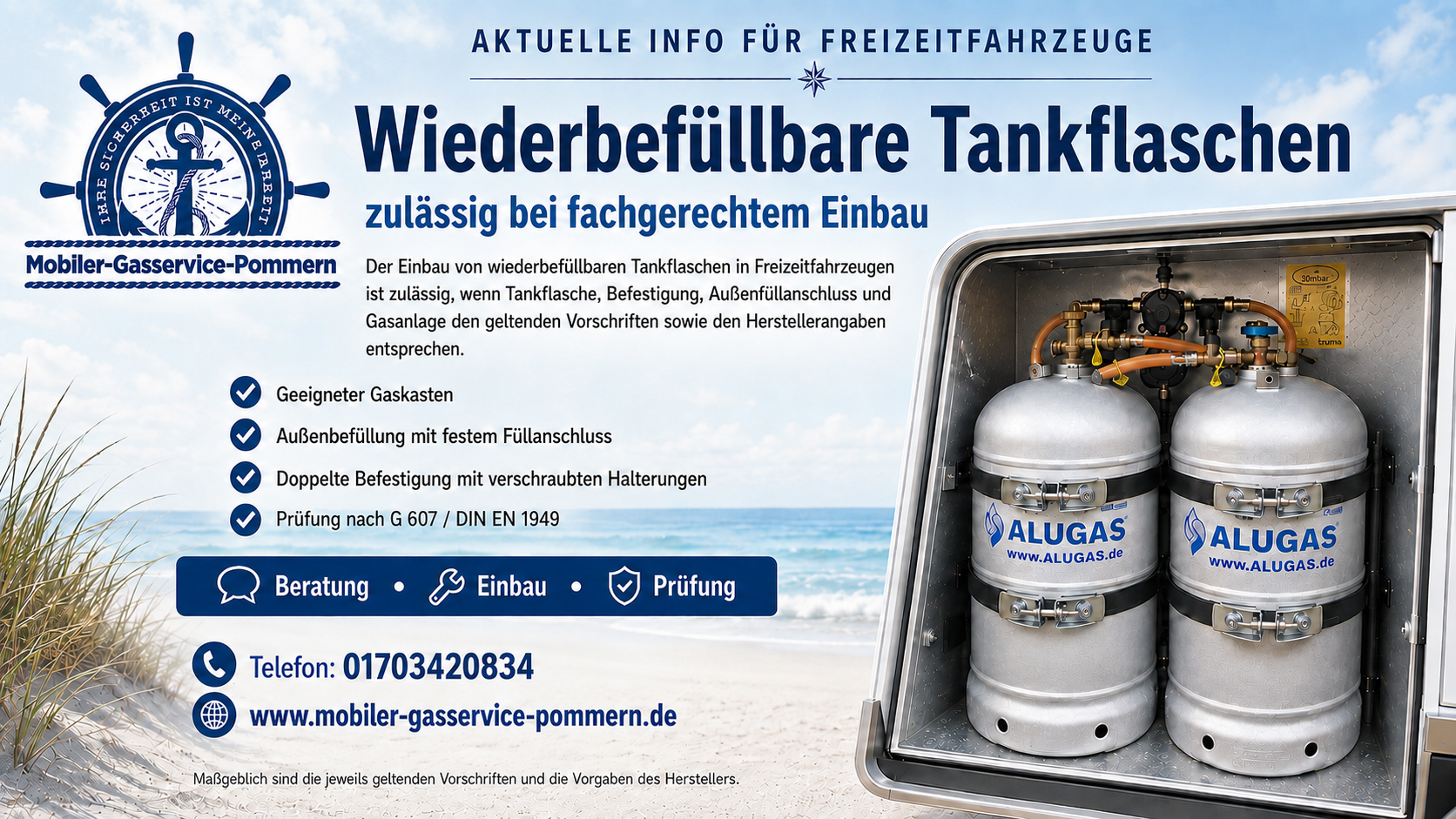 Wiederbefüllbare ALUGAS Tankflaschen im Wohnmobil